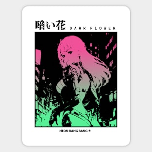 "Dark Flower" Cyberpunk Aesthetic Vaporwave Anime Manga Girl Japanese Streetwear Magnet